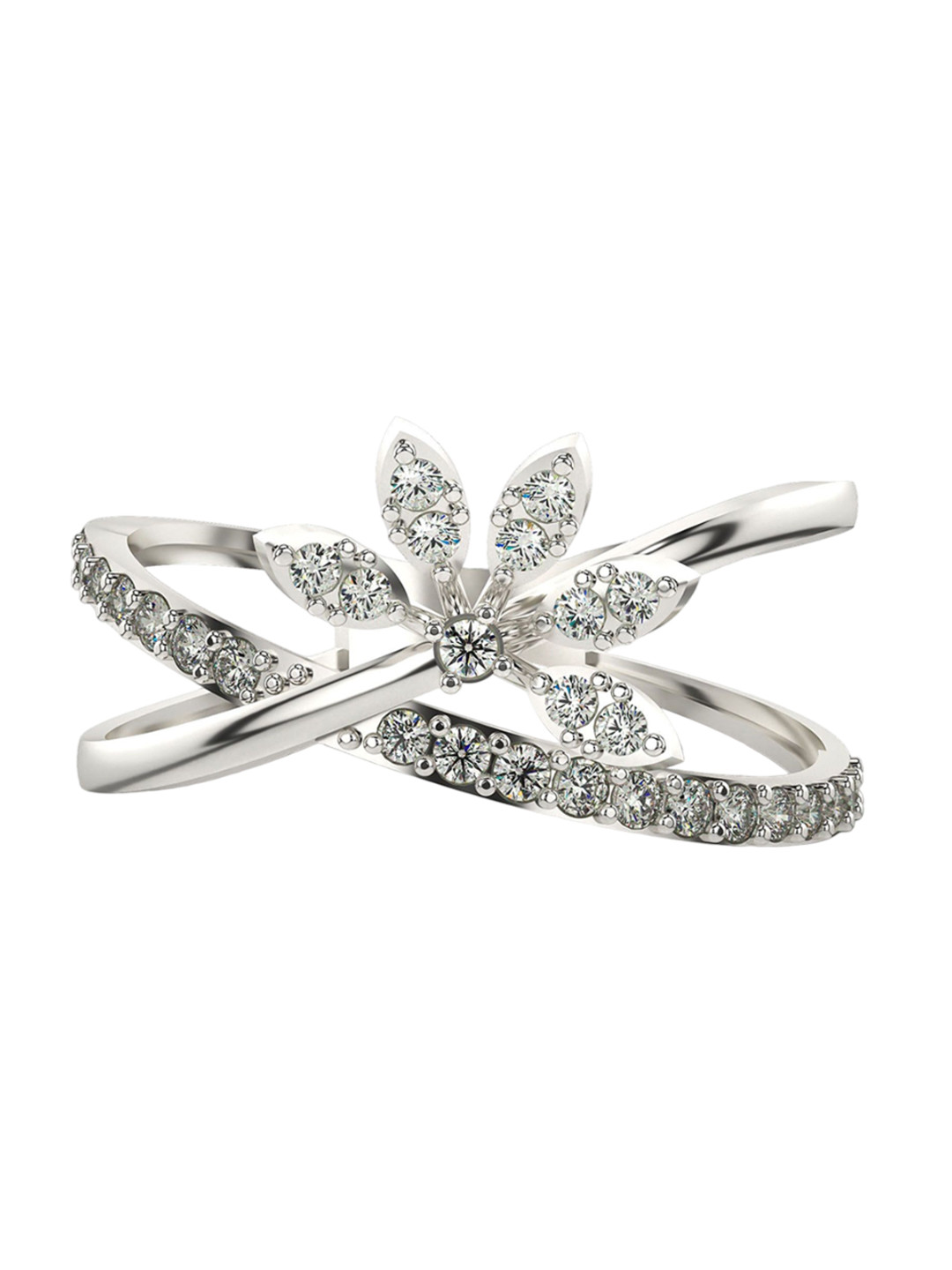 VALANOVA 14K White Gold Diamond Studded Ring 2.43 g