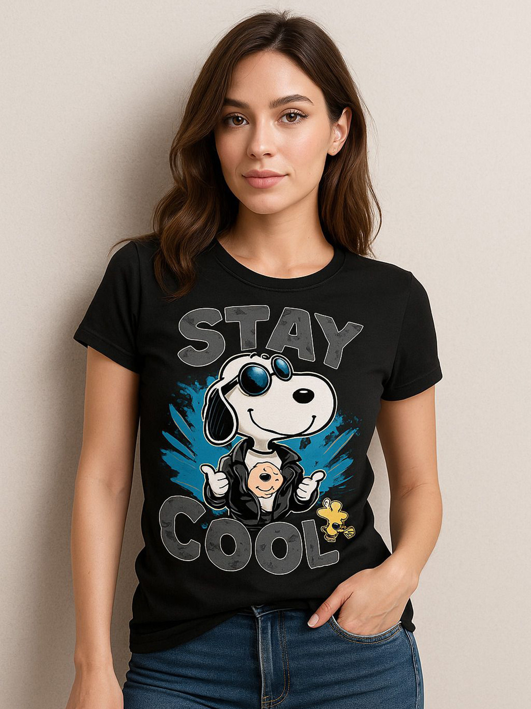 Anikmart Unisex Snoopy Dri-FIT Graphic Printed Round Neck Cotton T-shirt