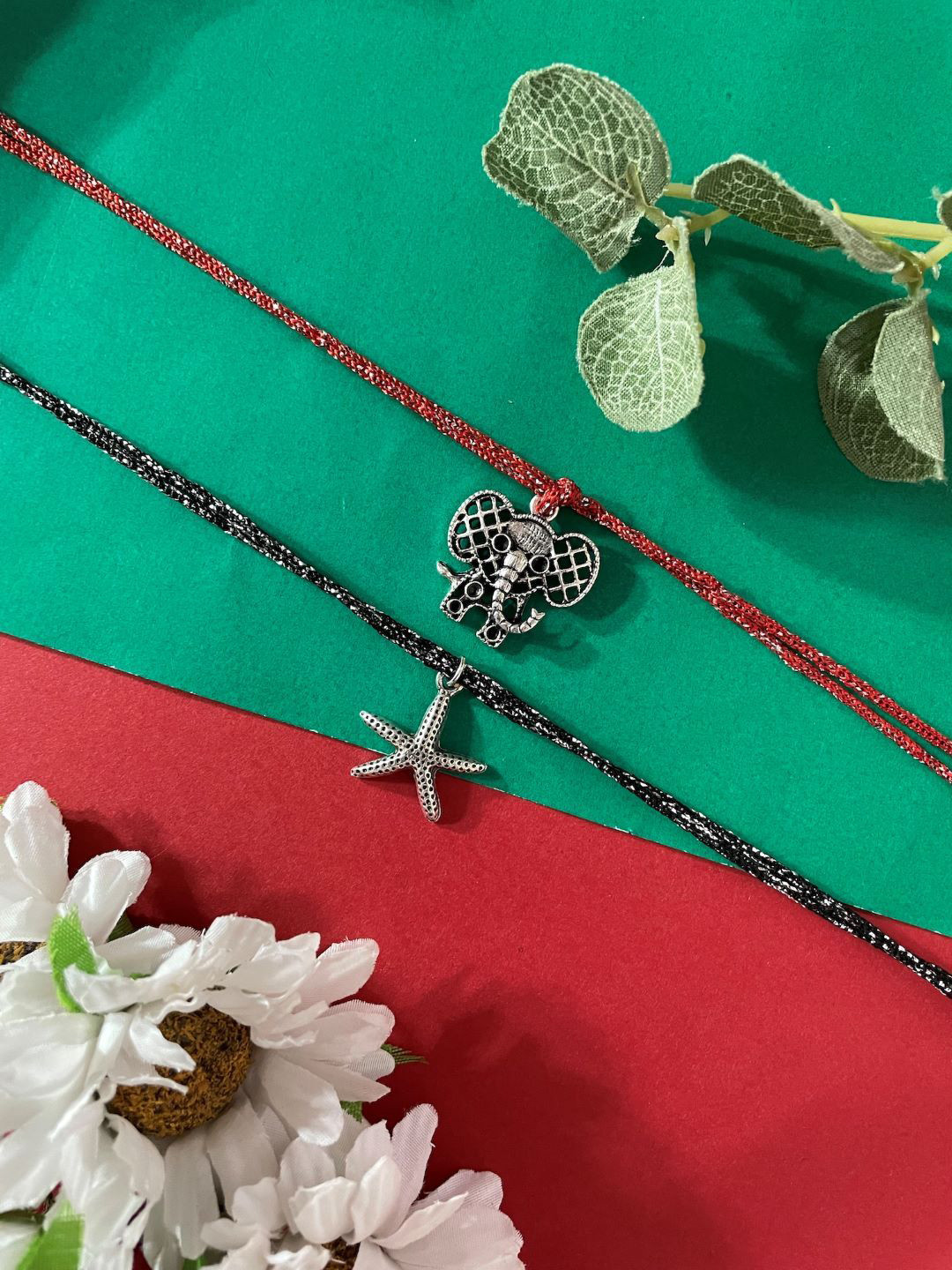 Digital Dress Room Set Of 2 Charm Multistrand Rakhis