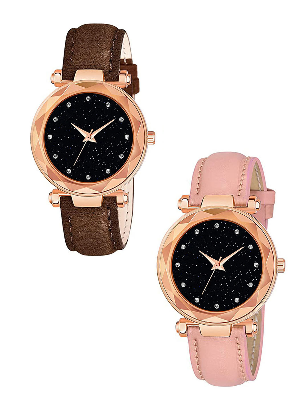 CSAMON Women Set Of 2 Dial & Straps Analogue Watch GR379RG 12D BRO Vel PINK G L