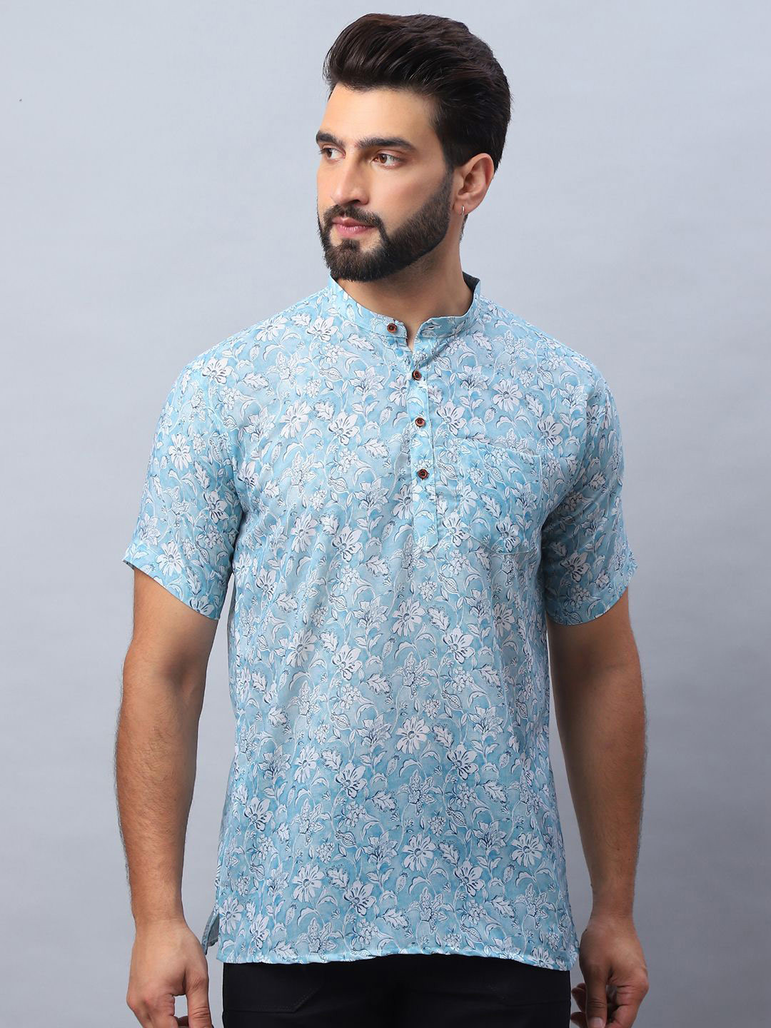 Armaan Ethnic Men Floral Print Short Kurta