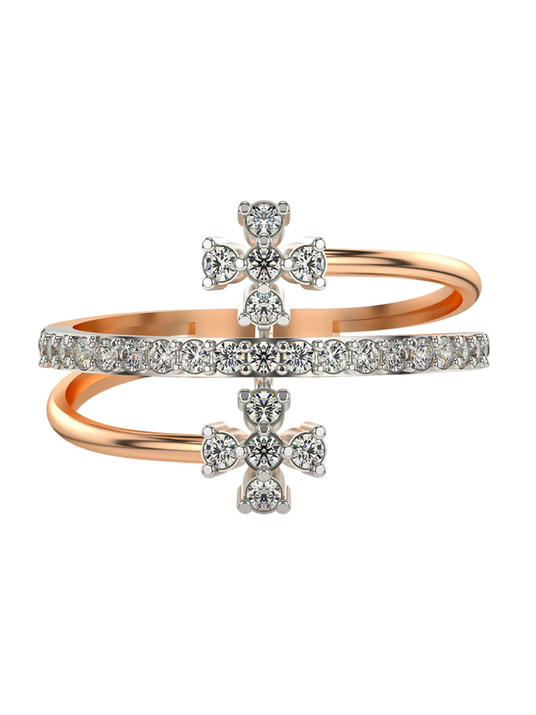 VALANOVA 14KT Rose Gold Diamond Studded Ring 2.52 g