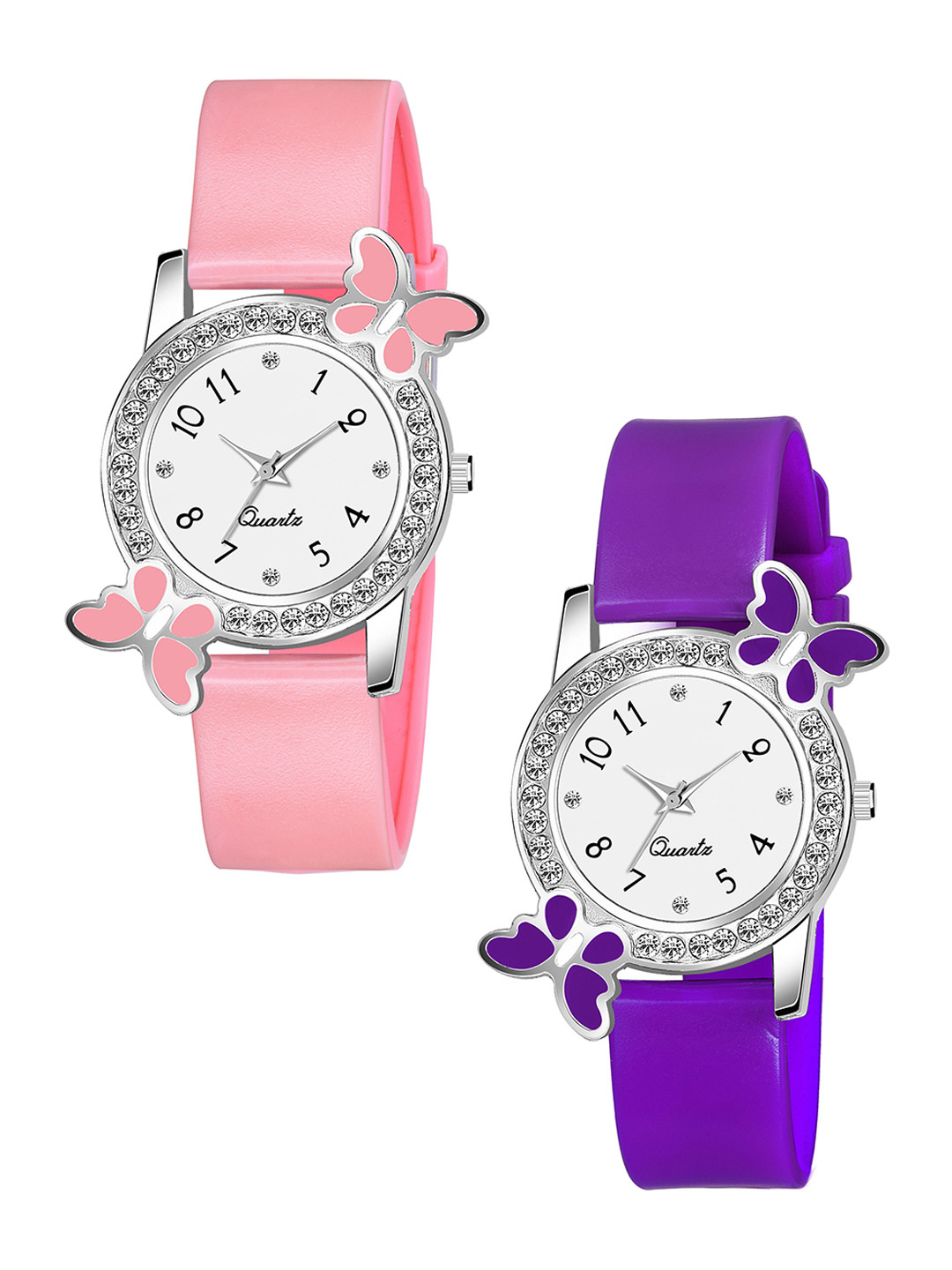CSAMON Women Pack Of 2 Embellished Dial  Analogue Watch BF Pink Purple_F