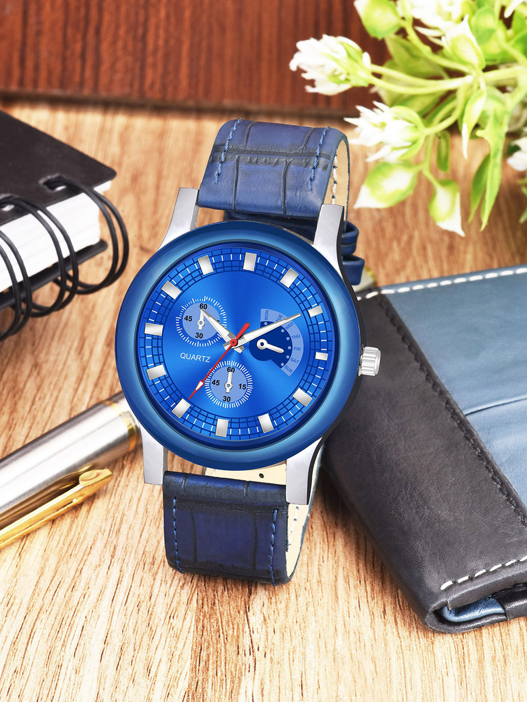 CSAMON Men Textured Bracelet Style Straps Analogue Watch B9050 BLUAeviyo Silm L