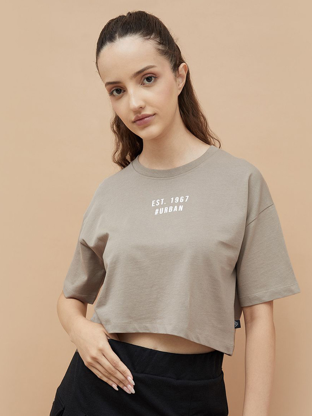 Kappa Women Typography Printed Round Neck Pure Cotton Boxy T-shirt