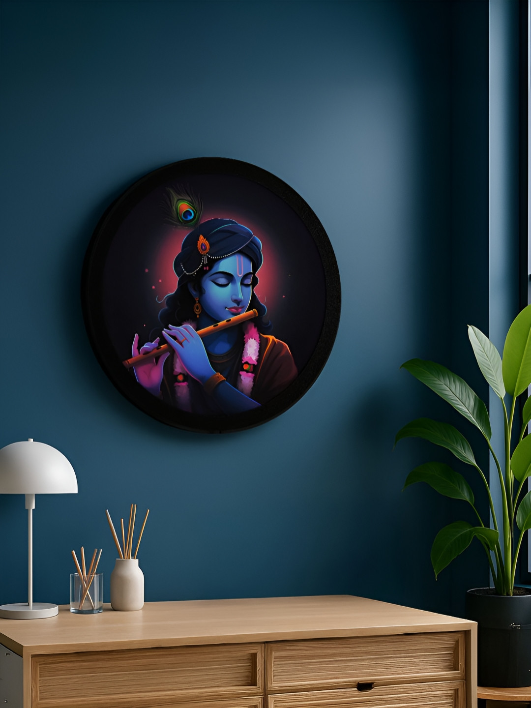 Homspurts Blue & Pink Kanha Melody Wall Paintings