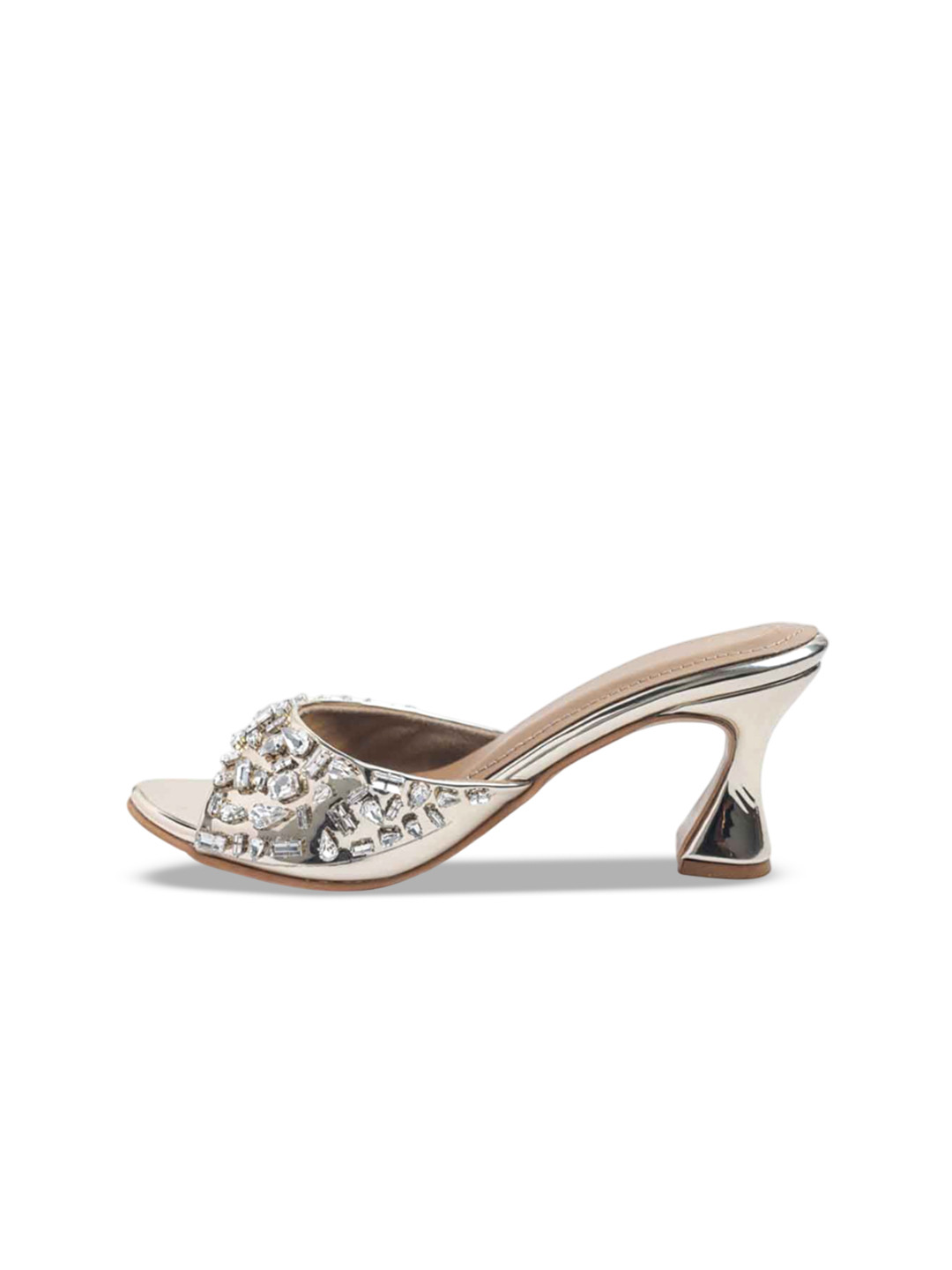 Preet Kaur Women Tan Embellished Sheer Sandals