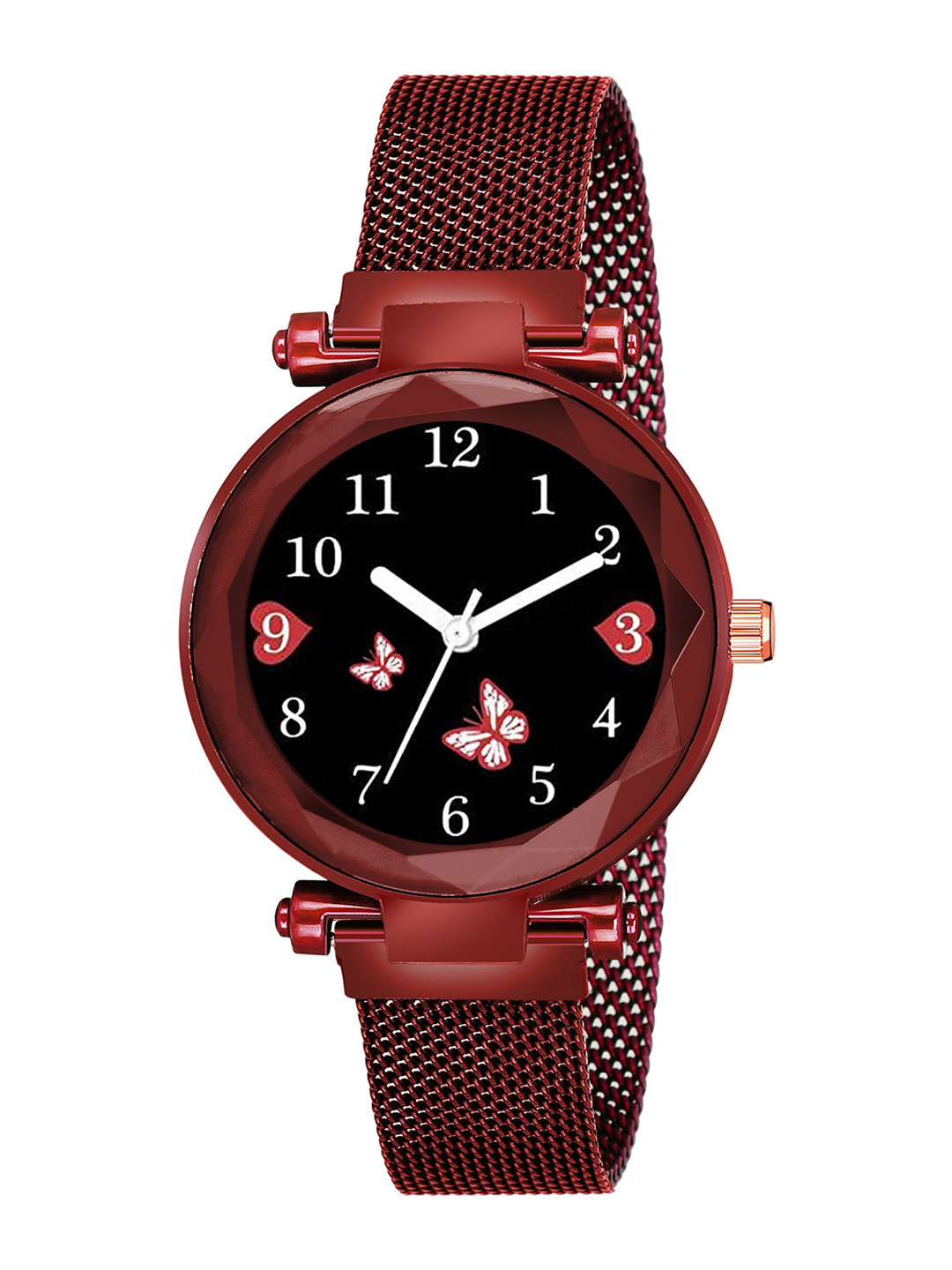 CSAMON Women Printed Dial & Bracelet Style Straps Analogue Watch GR 379RED Batterfly M