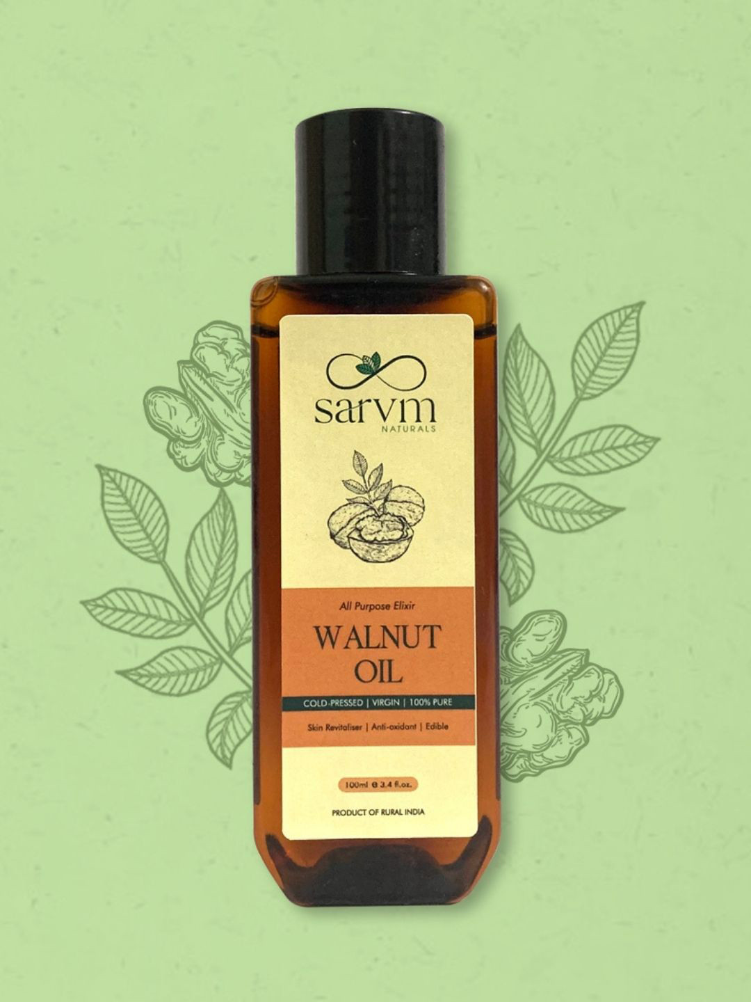 Sarvm Naturals Pure Cold Pressed Walnut Oil - 100 ml