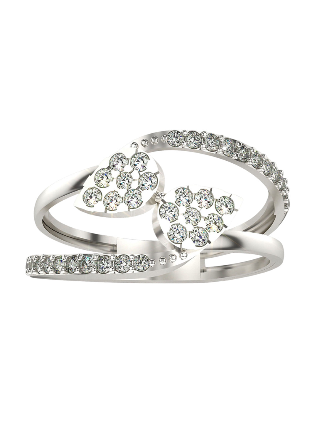 VALANOVA 14KT White Gold Diamond Studded Ring 2.87 g