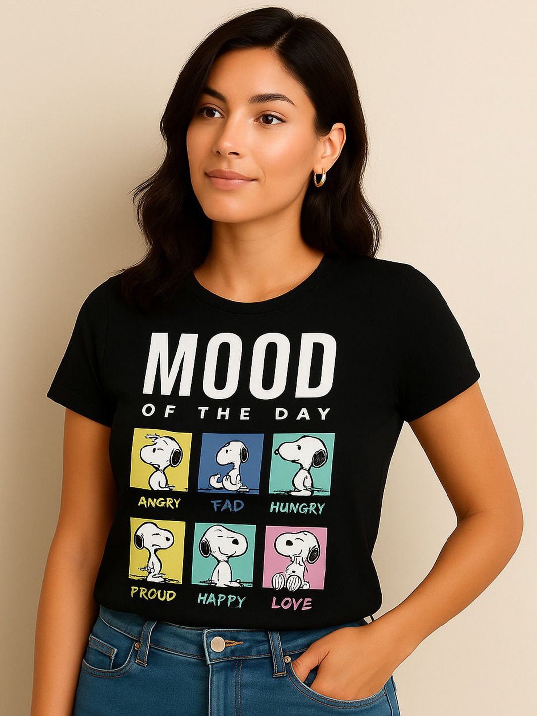 Anikmart Unisex Snoopy Dri-FIT Graphic Printed Round Neck Cotton T-shirt