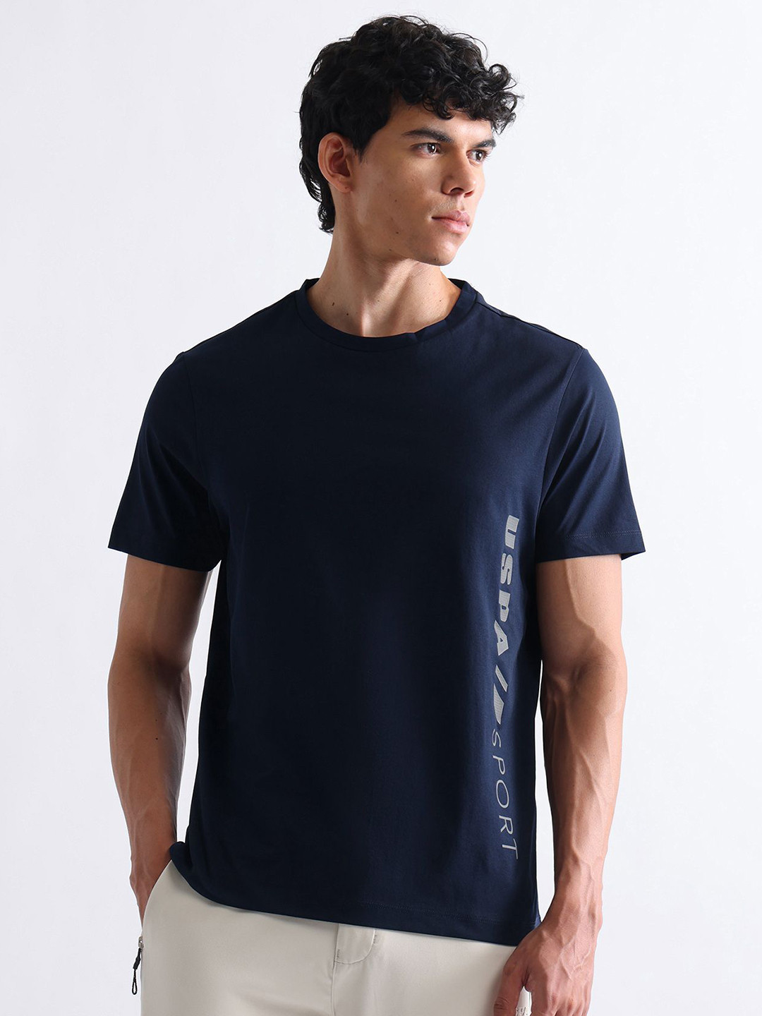 USPA Sport Brand Logo Printed Round Neck T-shirt