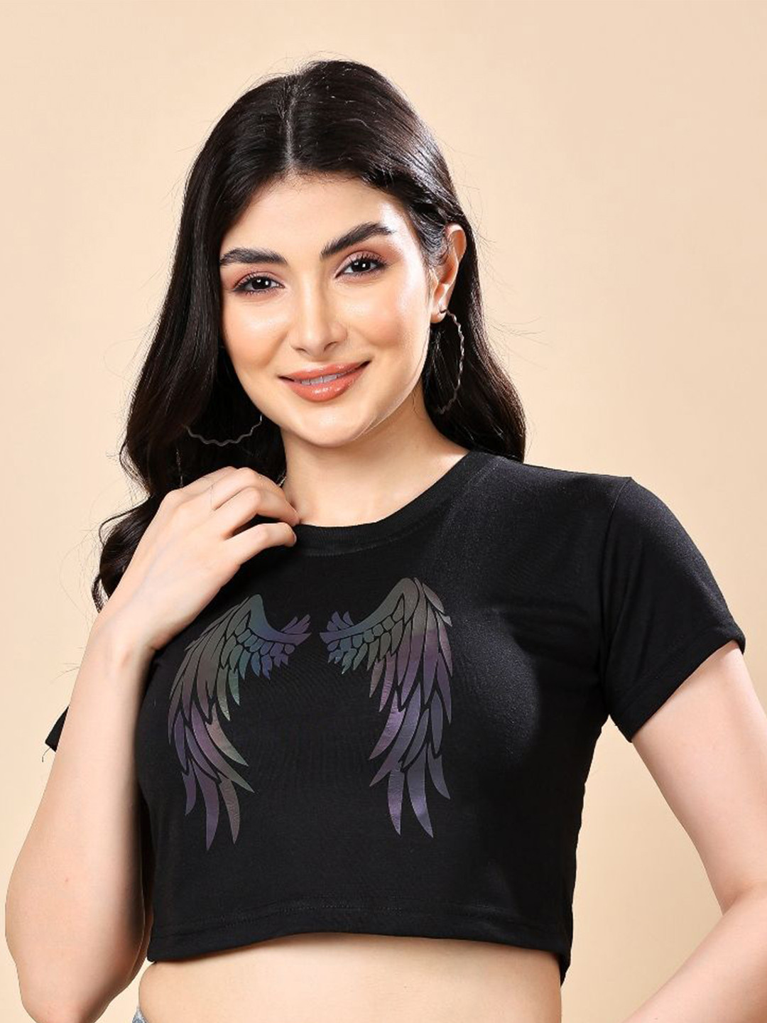 Women Reflective Fluorescent Glow In Dark Crop-Top