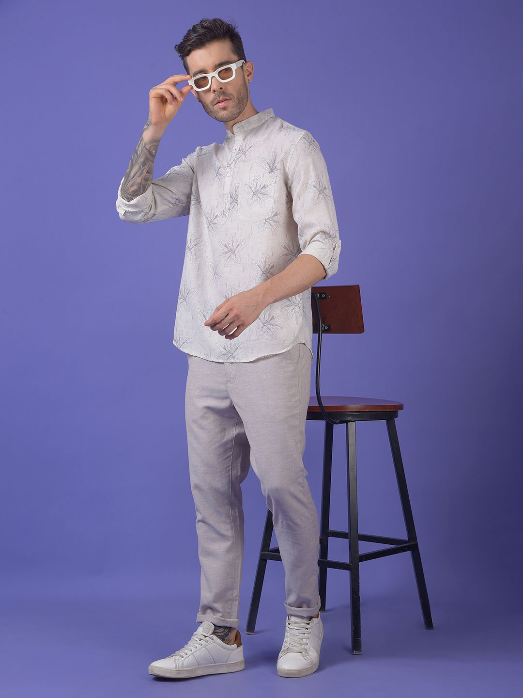 Crimsoune Club Men Floral Printed Daily Short Kurta