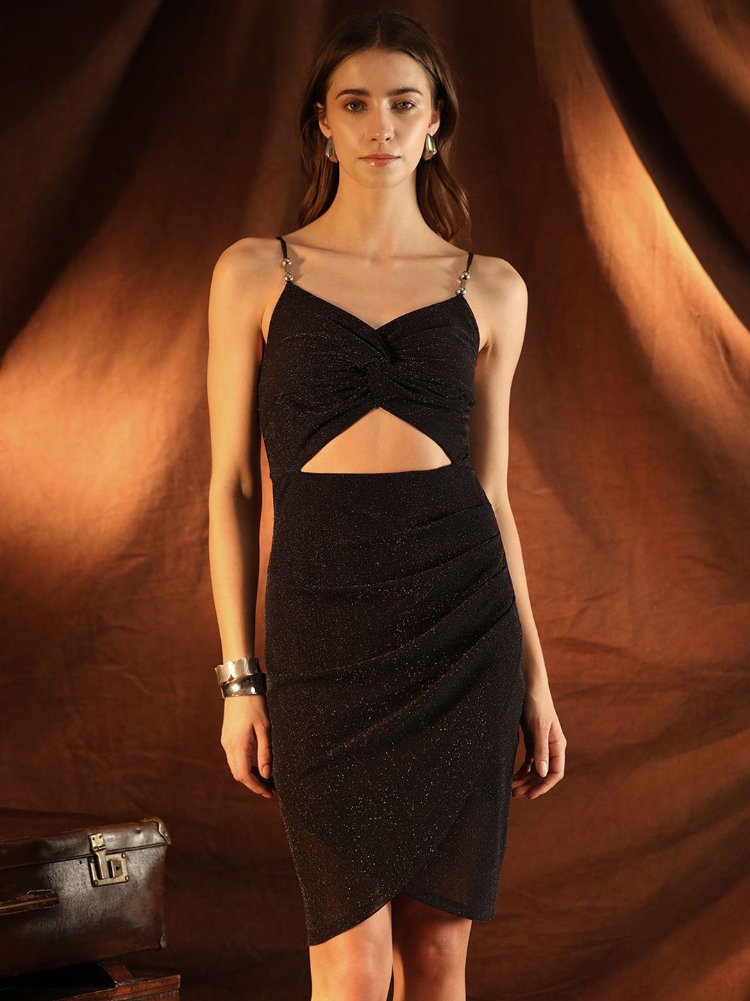 Kazo Women Shoulder Straps Cut-Outs Detail Loyola Mini Dress