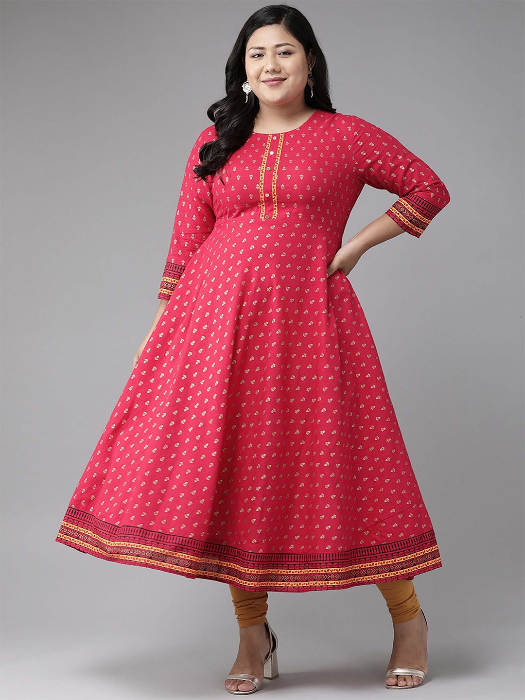 IKRASS Women Ethnic Motifs Printed Festive Cotton Anarkali Kurta