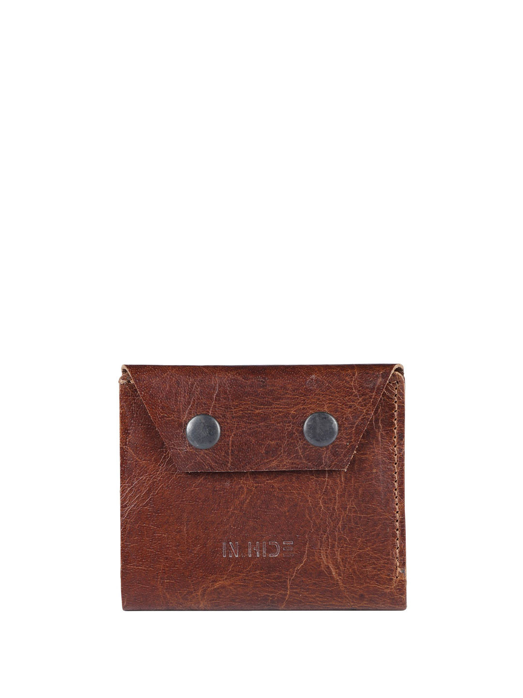 IN.HIDE Men Solid Textured Leather Short Card Holder
