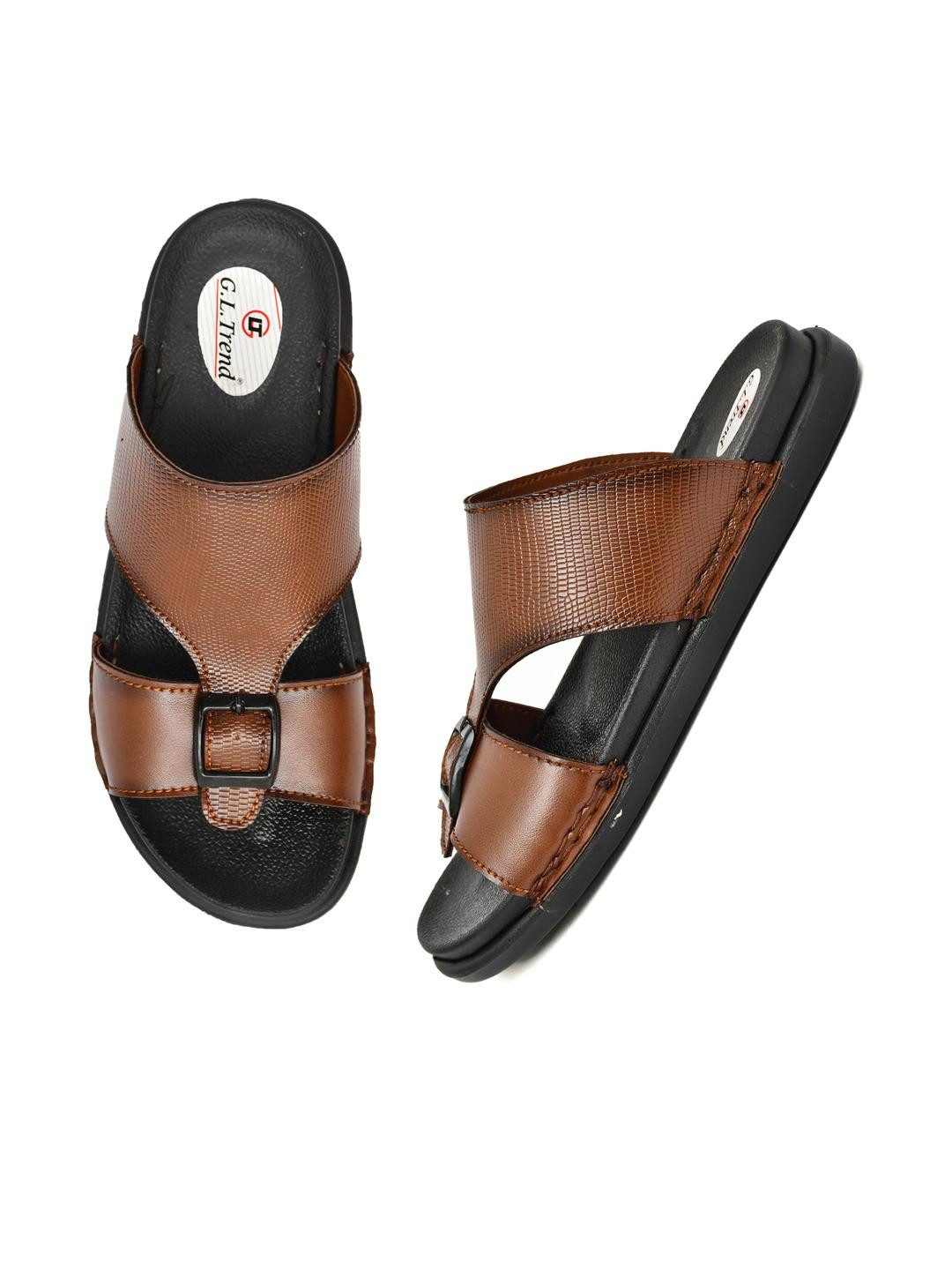 G L Trend Tan Leather Sandals