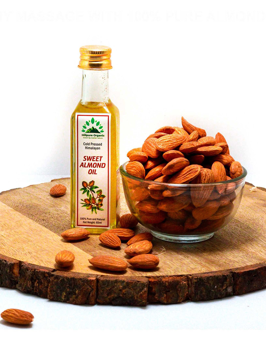 Hillpure Organic Cold Pressed Himalayan Sweet Almond Oil - 65 ml