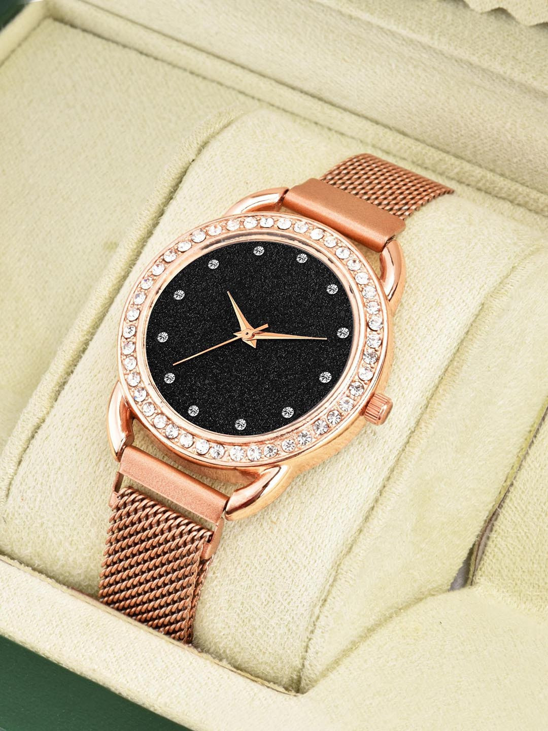 CSAMON Women Embellished Dial Analogue Watch C_23_RoseGold_12_Copper Bracelet