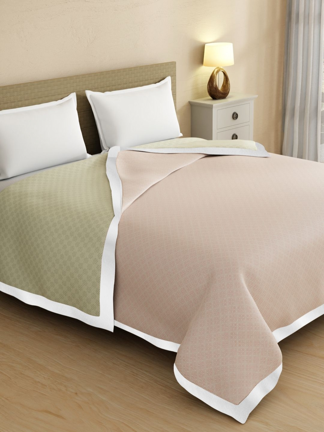Boutique Living India Pink Geometric Double Bed Dohar