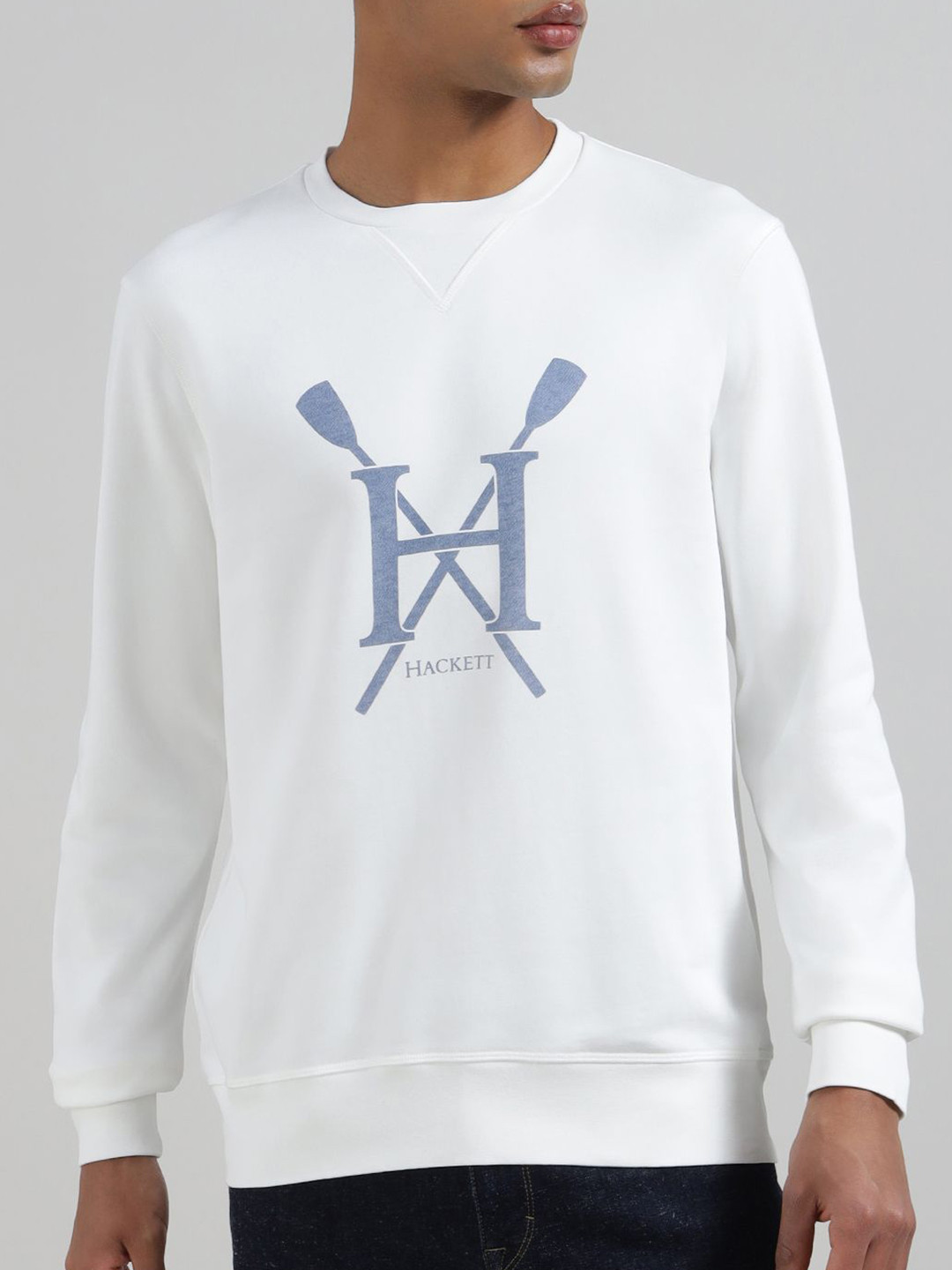 HACKETT LONDON Heritage Rgta Men Printed Crew Neck Pure Cotton Pullover Sweatshirt