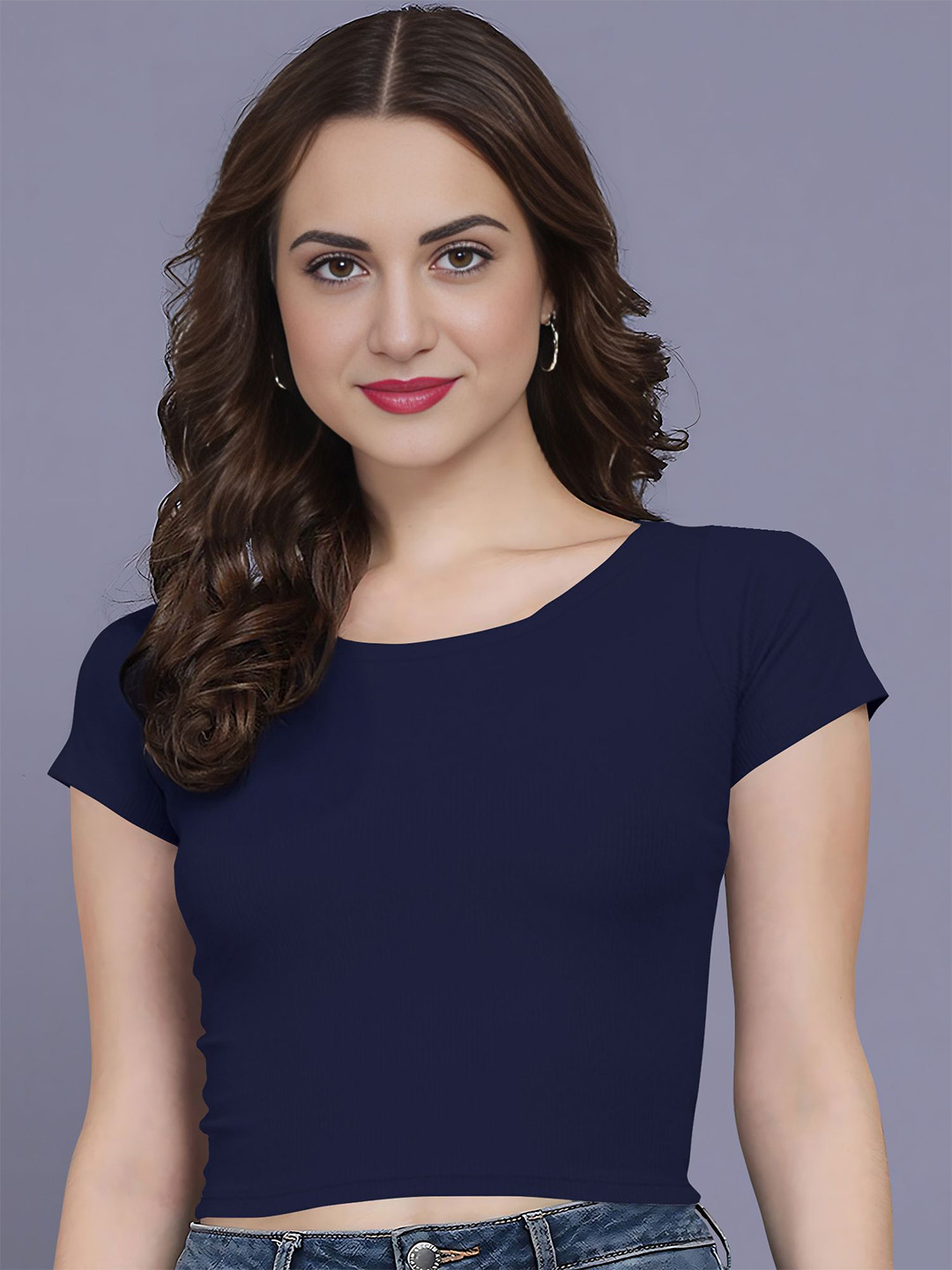 Dream Beauty Fashion Women Round Neck Crop T-Shirts