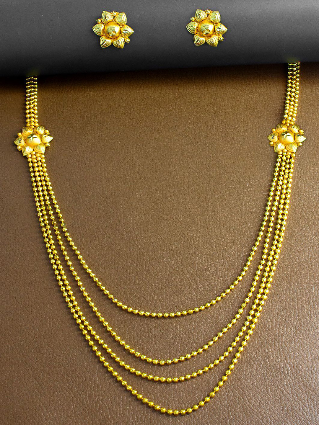 PRIVIU Gold-Plated Four Layered String Jewellery Set