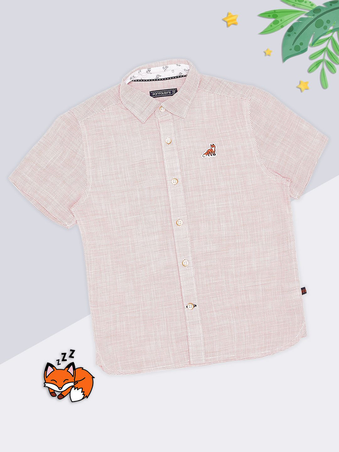 Pantaloons Junior Boys Pinstripes Striped Short Sleeves Spread Collar Pure Cotton Shirt