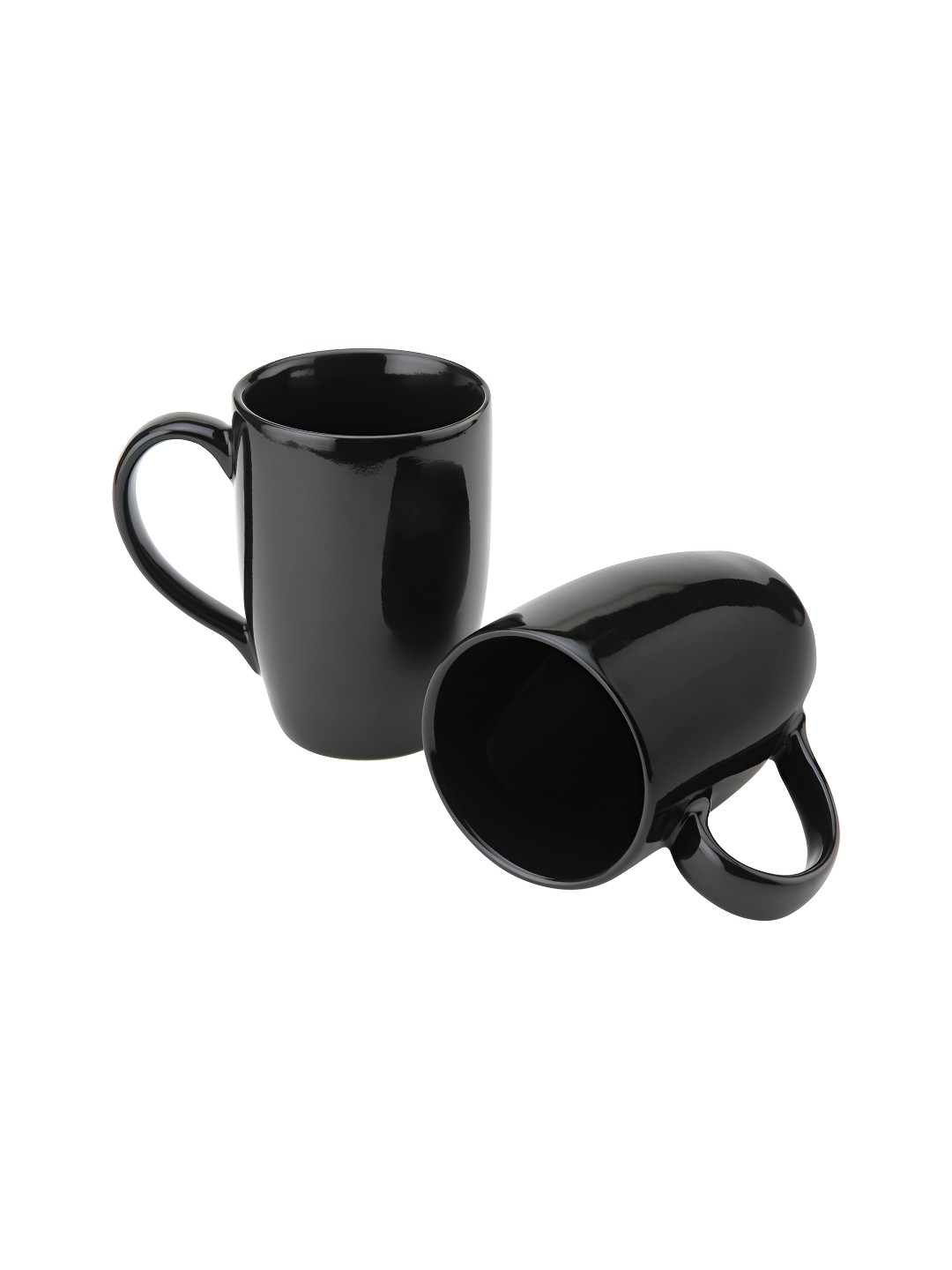 BODHI HOUSE Black 2 Pieces Ceramic Dishwasher And Microwave Safe Glossy Mugs