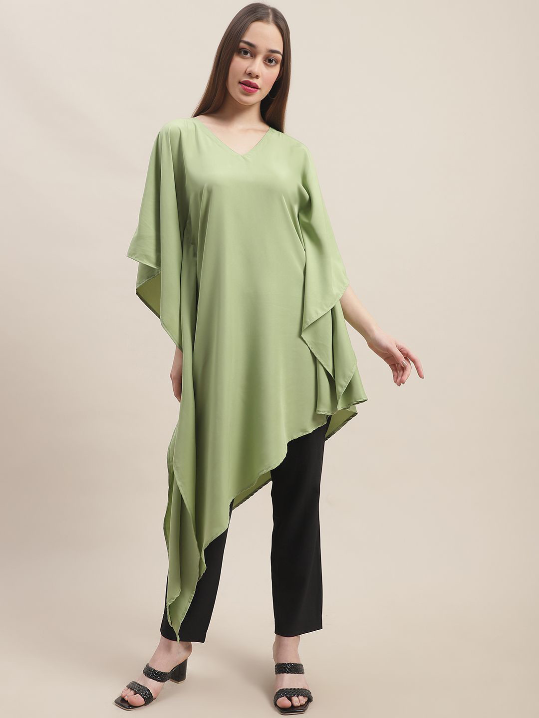 CORSICA Women Kimono Sleeve Crepe Kaftan Midi Dress