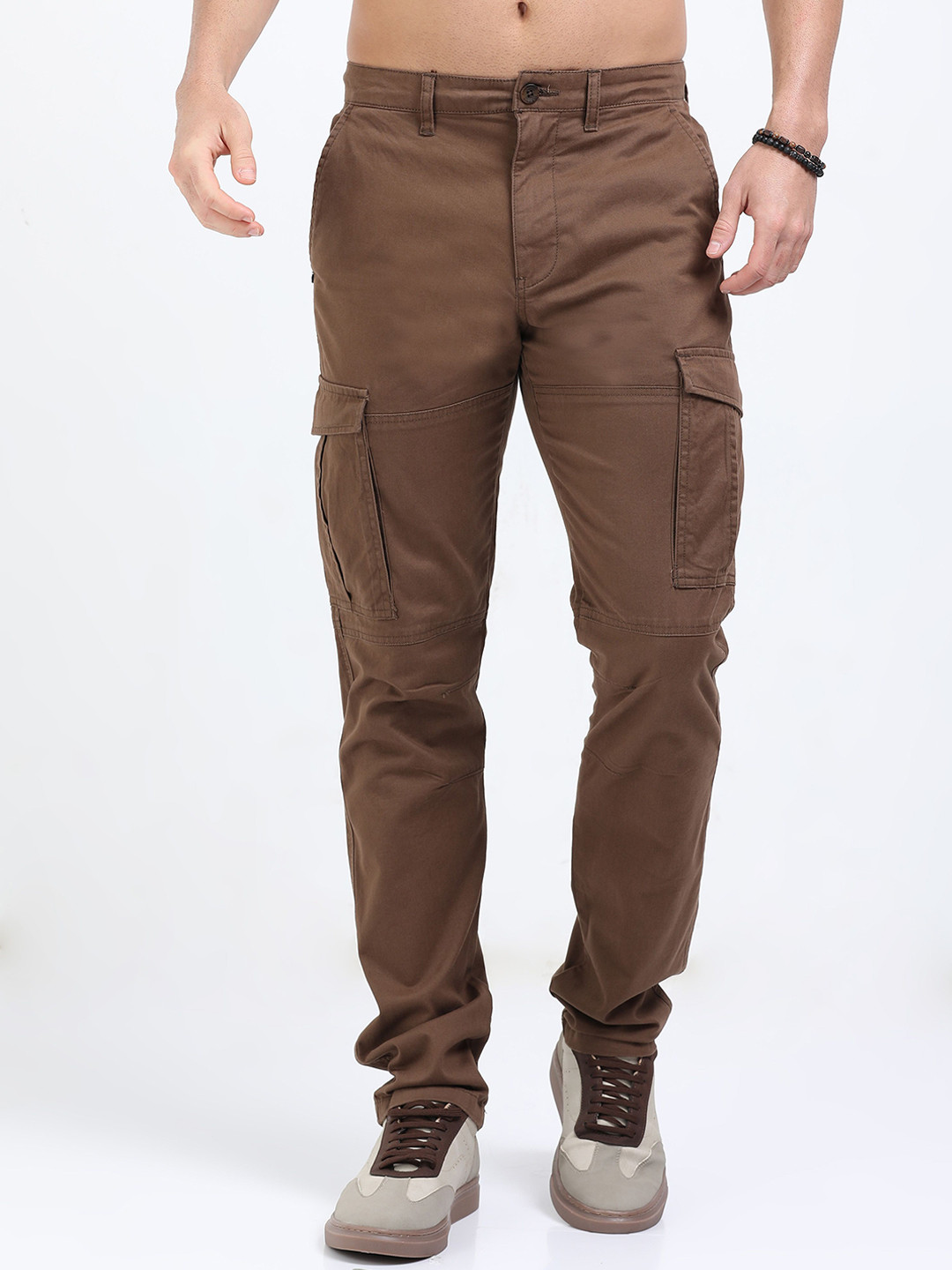 RIGS AND RAGS  Black Canvas Men Cotton Relaxed Easy Wash Regular Fit Cargo Trousers