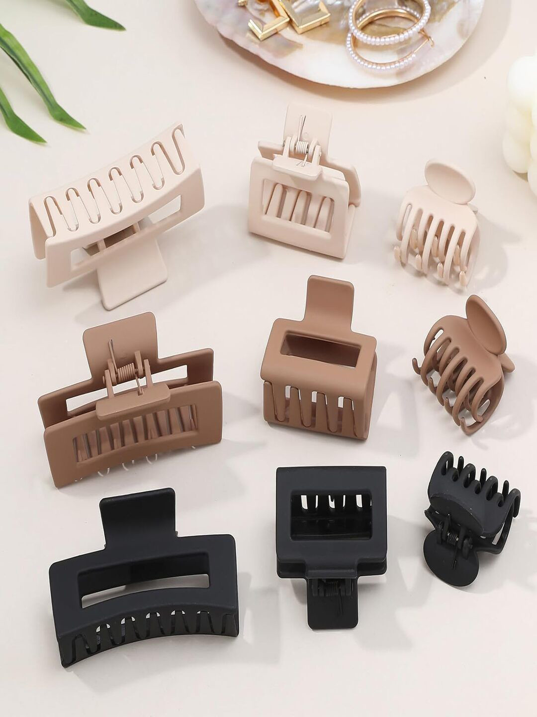 ANNA CREATIONS Women Set of 9 Matte Hair Clutcher