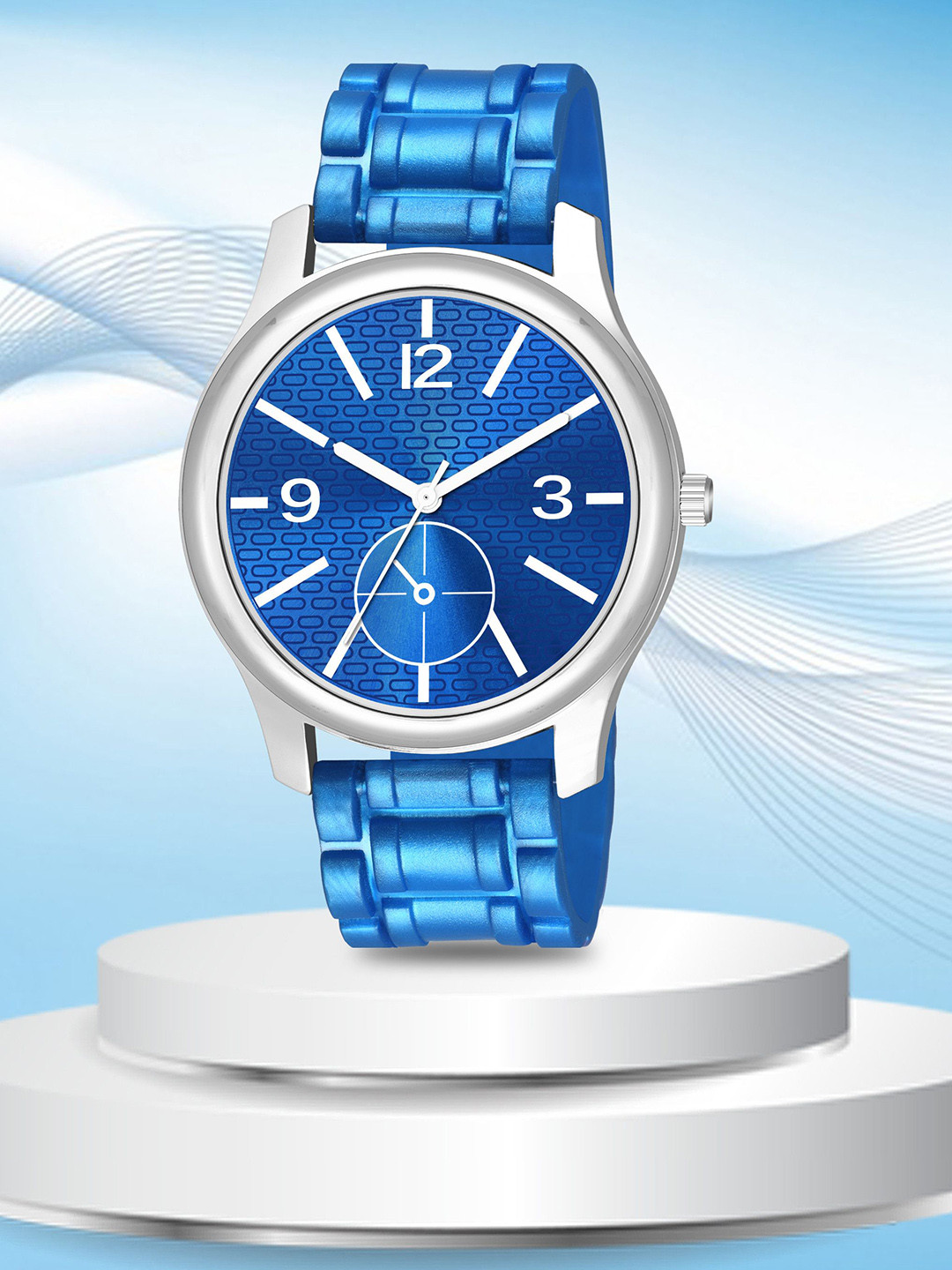 CSAMON Men Textured Analogue Watch 1017SLV M5 BLU D 801BLU