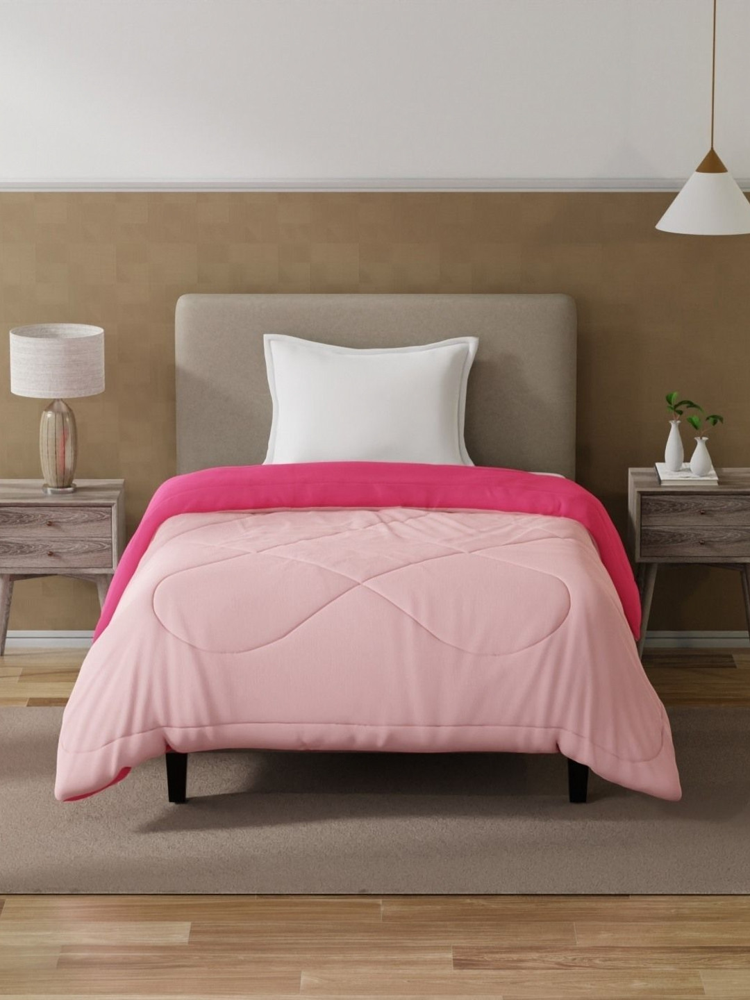 home expressions Pink & Pink AC Room 150 GSM Single Bed Comforter