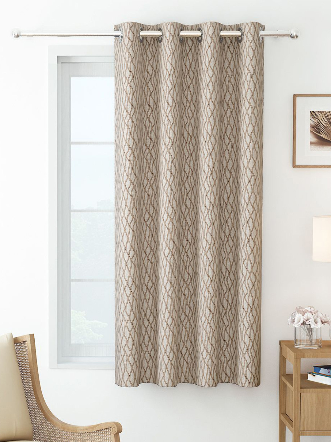 Story@home Beige Room Darkening Window Curtain