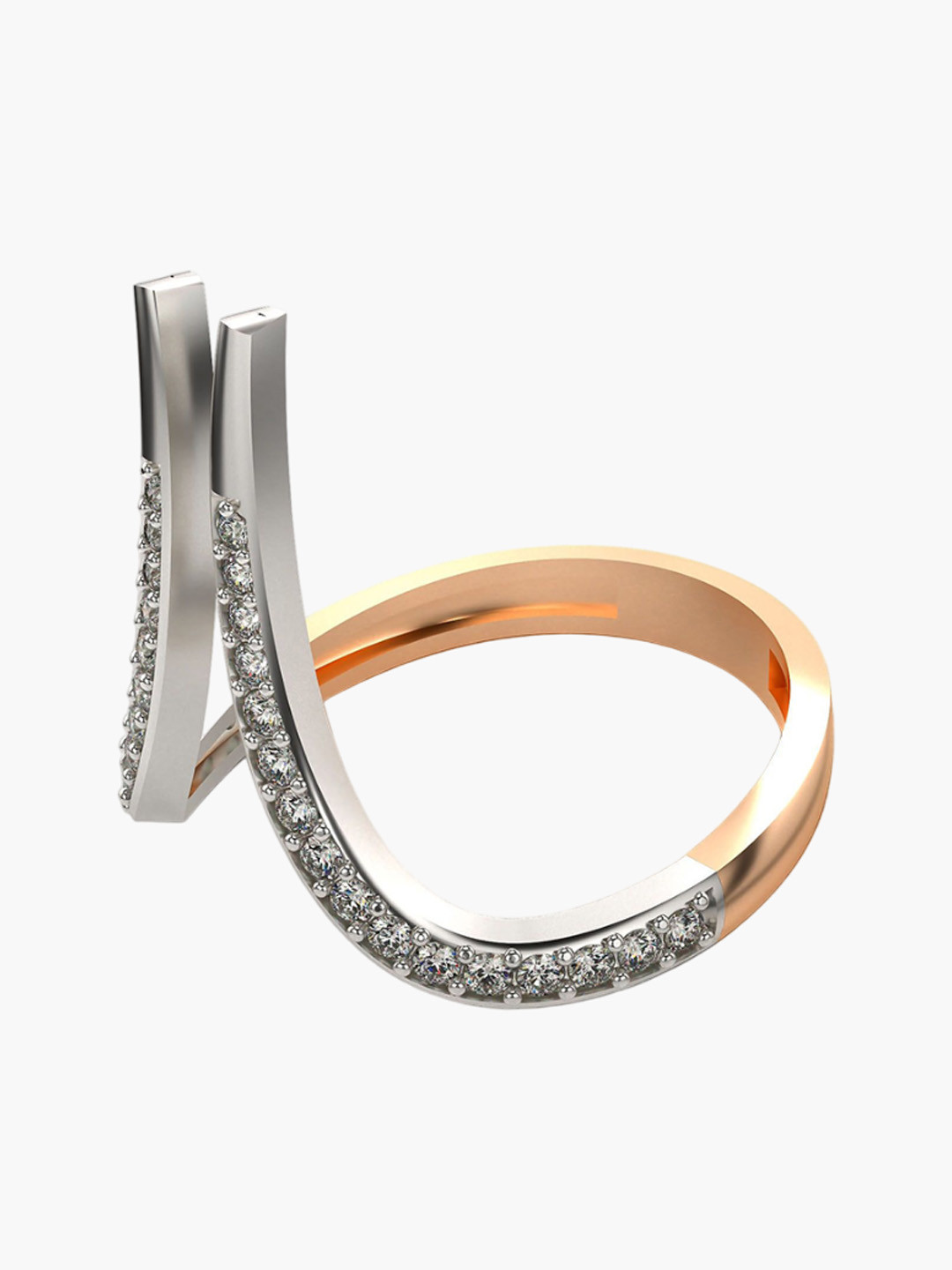 VALANOVA 14KT Rose Gold Diamond Studded Ring 2.68gms