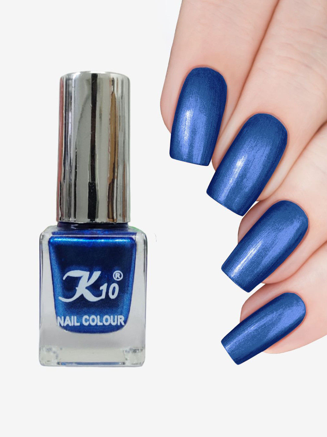 K10 Premium Quality Long Lasting Nail Polish - 12 ml - Blue Metallic