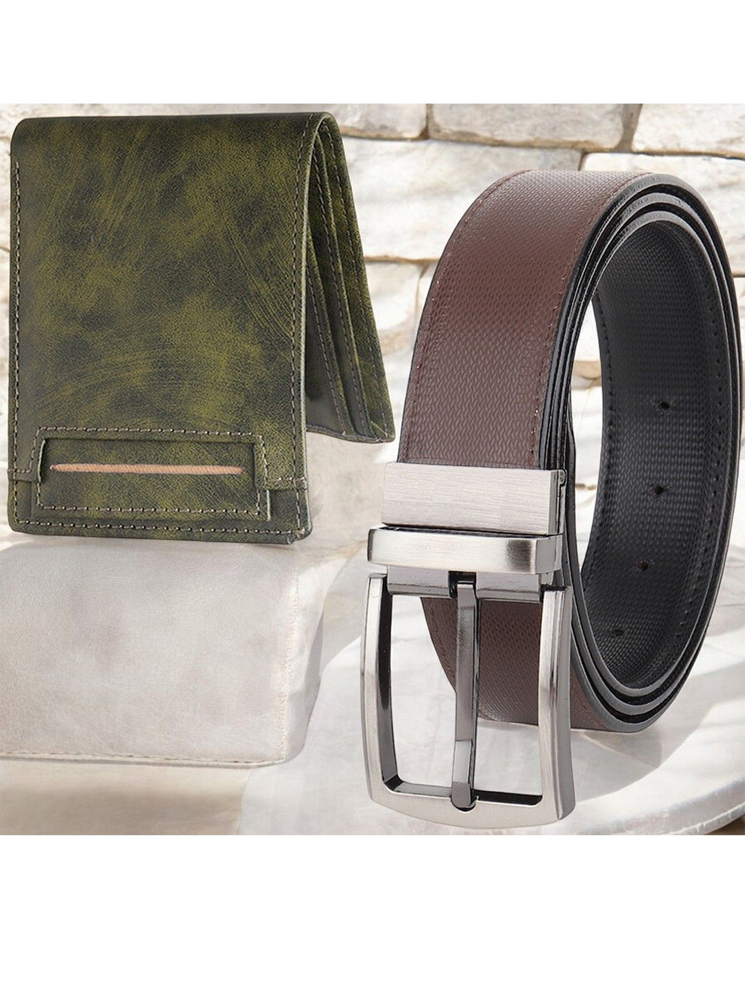 Provogue Men Pack Of 2 Luxury Artificial Leather Wallet & Belt Accessory Gift Set