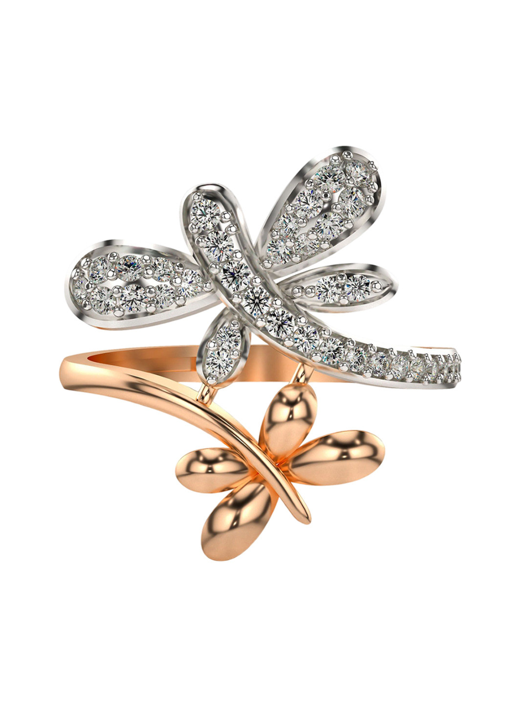 VALANOVA 14K Rose Gold Diamond Studded Ring 3.13 g