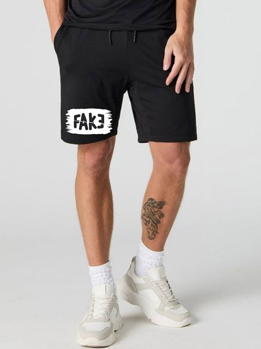 FABSTIEVE Men Fake Printed Regular Fit Low-Rise Cotton Shorts