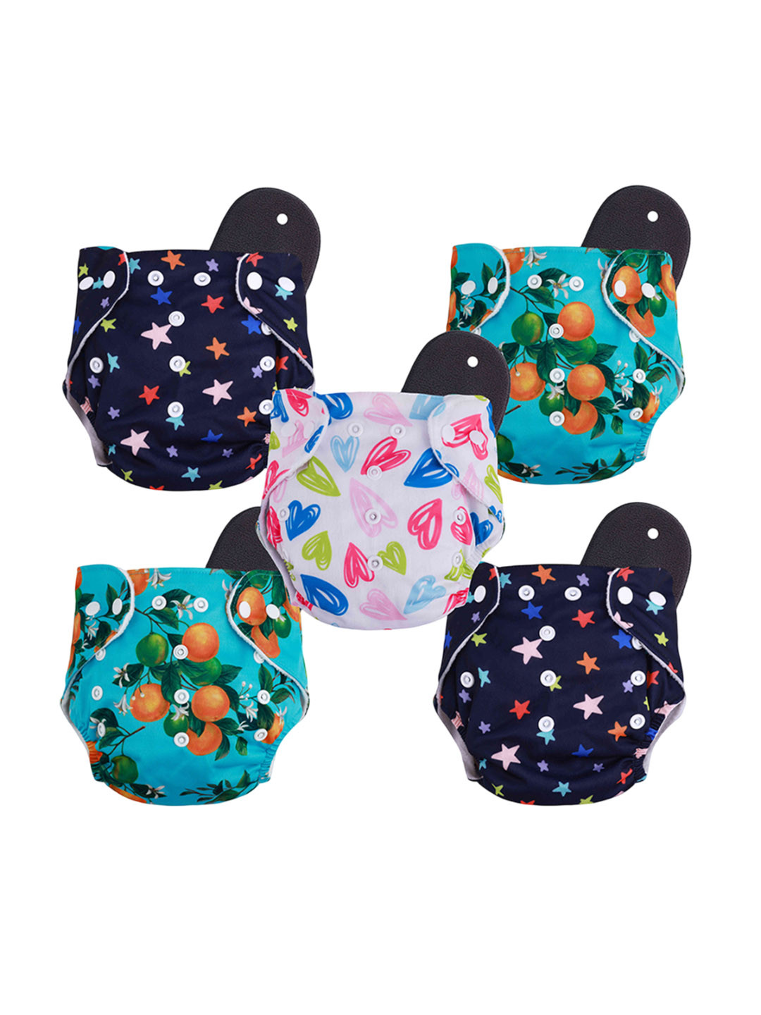 Novo Baby Set Of 5 Leakproof & Reusable Cloth Diaper With 5 Layer High Absorbent Pad