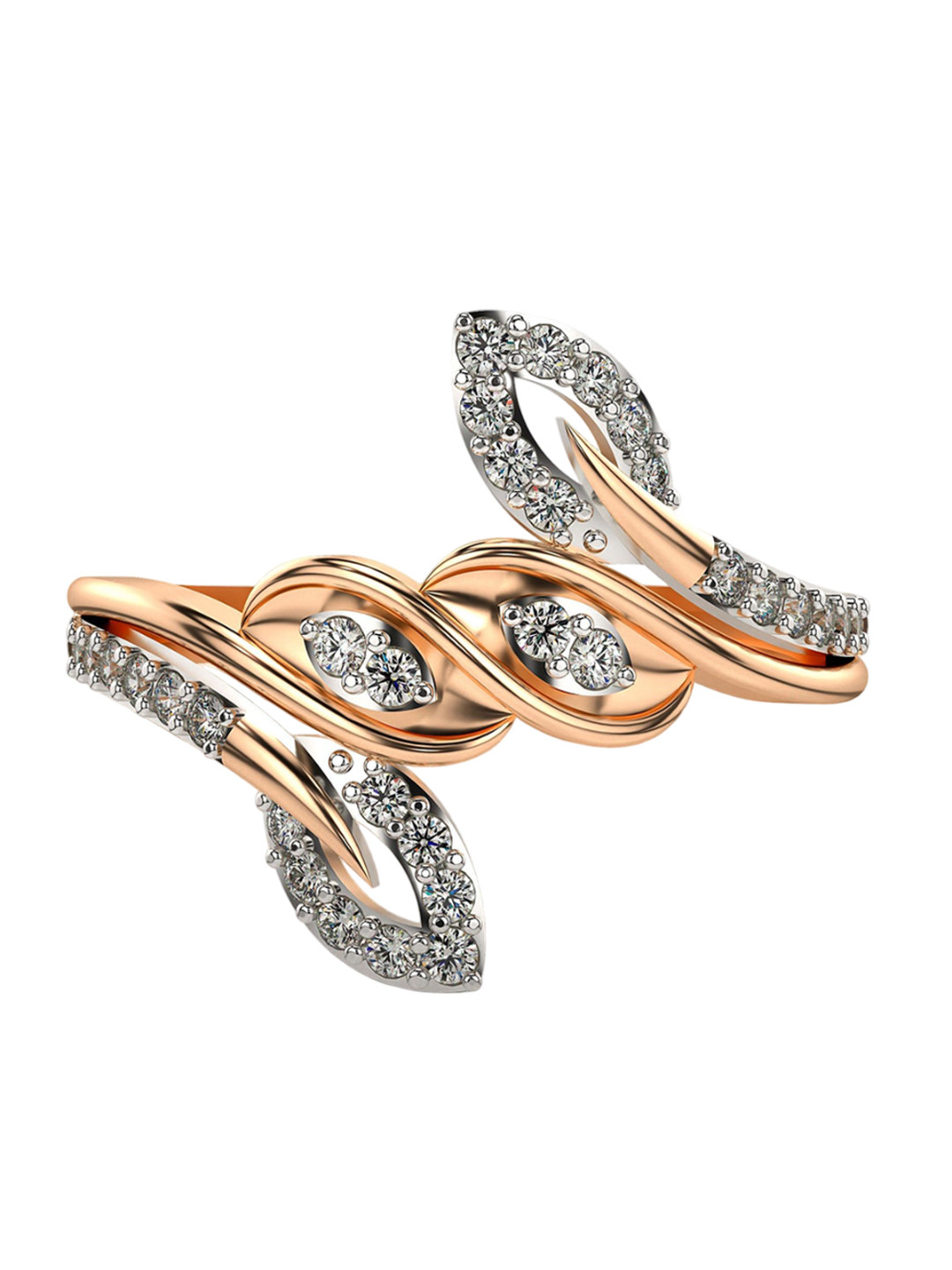 VALANOVA 14KT Rose Gold Diamond Studded Ring 2.80gms