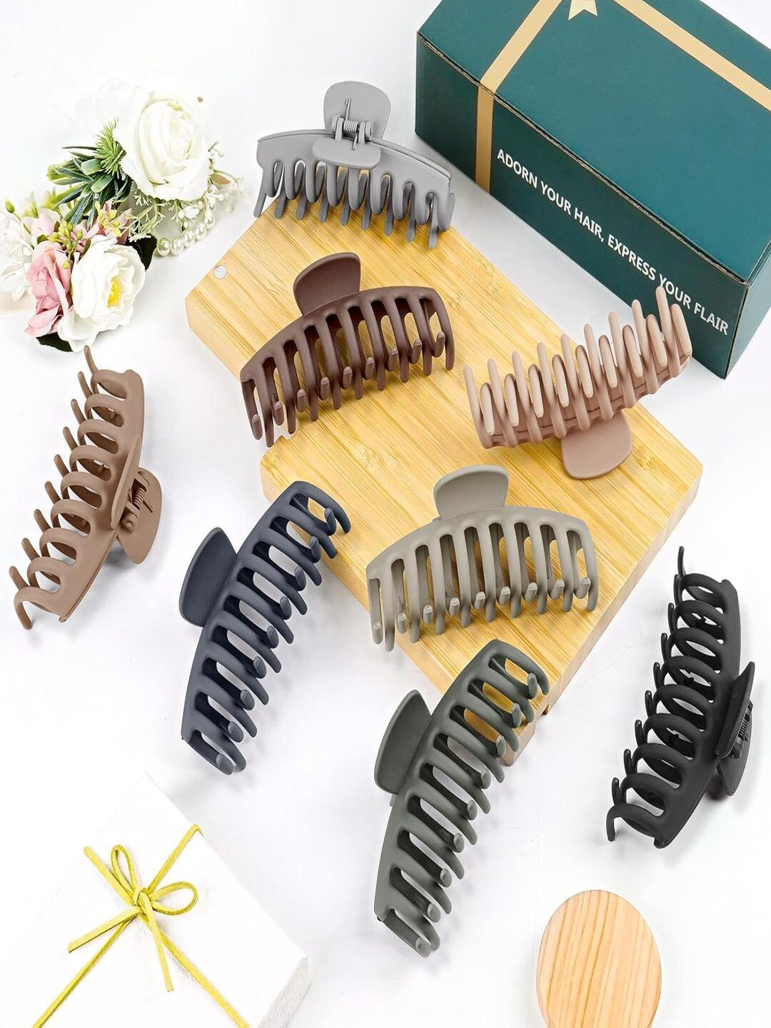 ANNA CREATIONS Women Set Of 8 Korean Claw Clip Hair Accessory