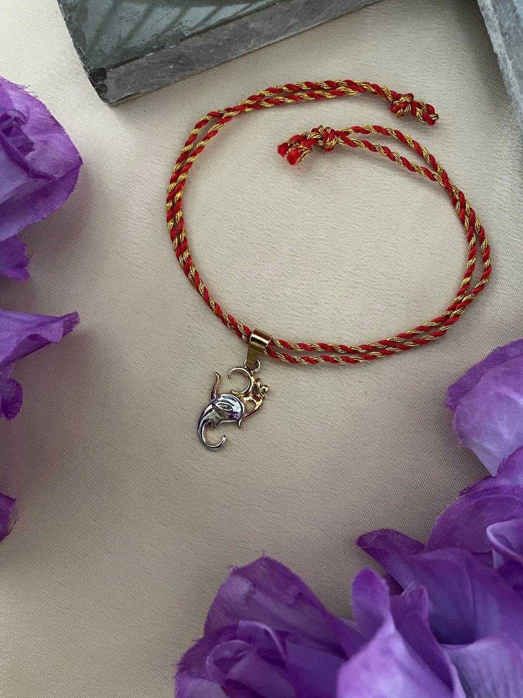 Digital Dress Room OM & Lord Ganesha Pendant Thread Rakhi