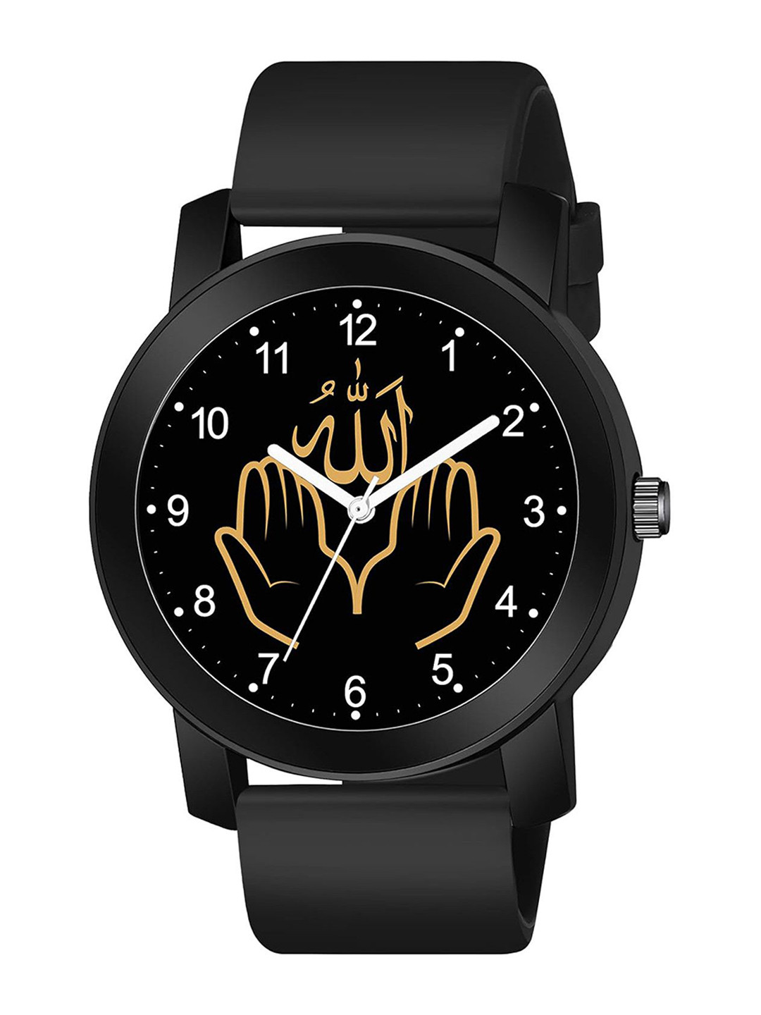 CSAMON Men Round Dial & Straps Analogue Watch PandoBLK Islamic NUM03 804 BLK