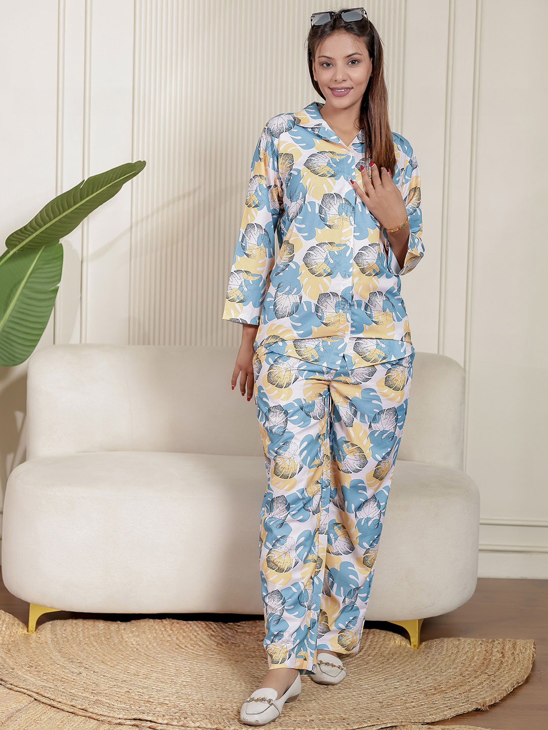 Stuffie Land Printed Three-Quarter Sleeves Shirt With Trouser