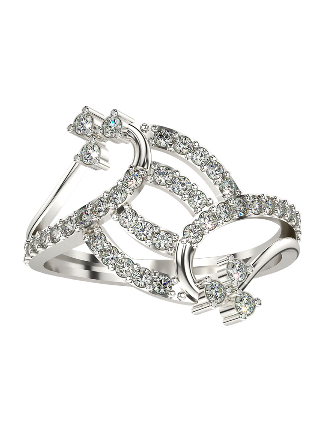 VALANOVA 14KT White Gold Diamond Studded Ring 2.99 g