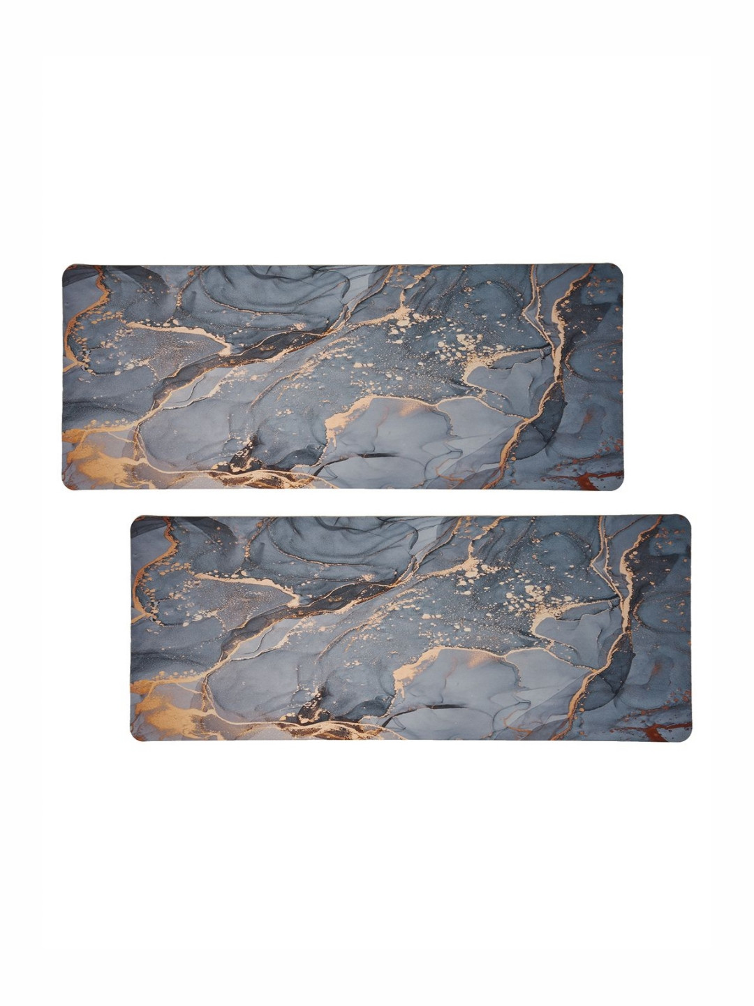 Aura 2-Pcs Grey & Brown Abstract Printed Bed Side Runners For Home & Bedroom
