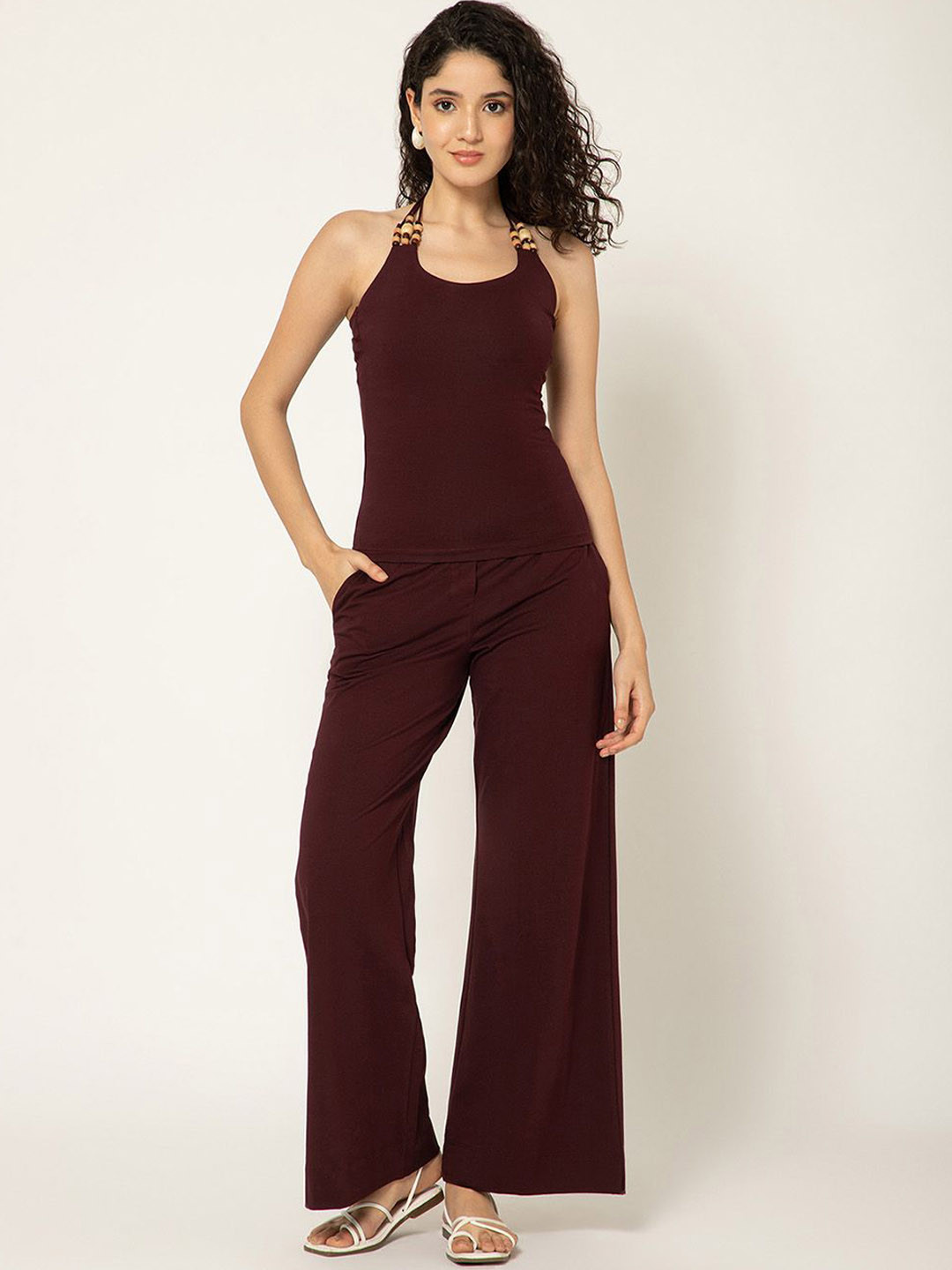 B77 Cloud Knit Women Wide Leg Cotton Pants